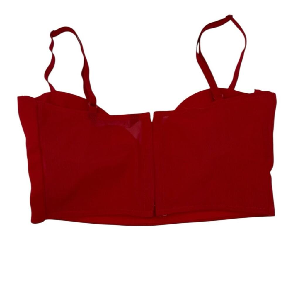Zara Red Bustier Bralette Top Padded Crop Going Out Party Night Size M - Picture 3 of 9